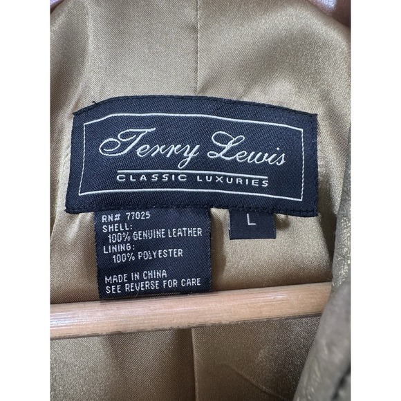 Terry Lewis Classic Luxuries Gold Shimmer Genuine Leather Jacket Large - Picture 2 of 9